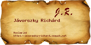 Jávorszky Richárd névjegykártya