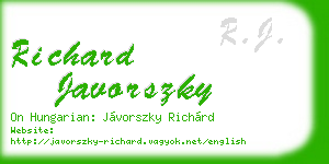 richard javorszky business card