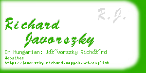 richard javorszky business card